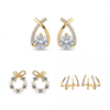 Pack Of 3 Stylish Crystal, Pearl & Spiral Earrings