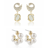 Pack Of 2 Gold Plated PearlEarring