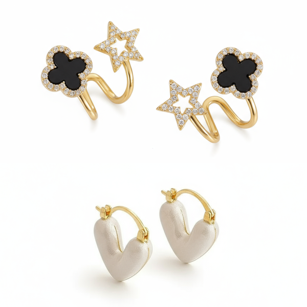 Pack Of 2 Heart Shape Huggie Hoop Earrings