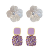 Pack Of 2 Purple Crystal Earring
