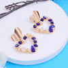 Golden Heart Purple Stone Earrings