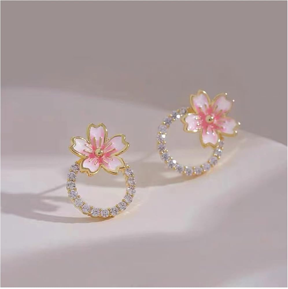 Cherry Pink Flower Earrings