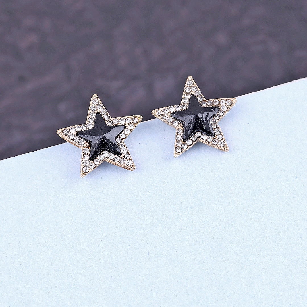 Black Star Crystal Stud Earrings