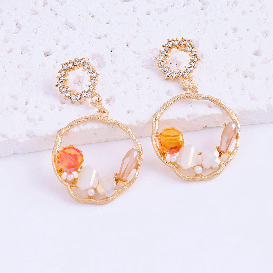 Orange Stone Drop Earrings