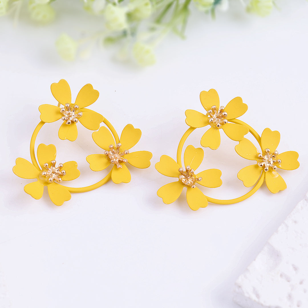 Yellow Flower Stud Earrings