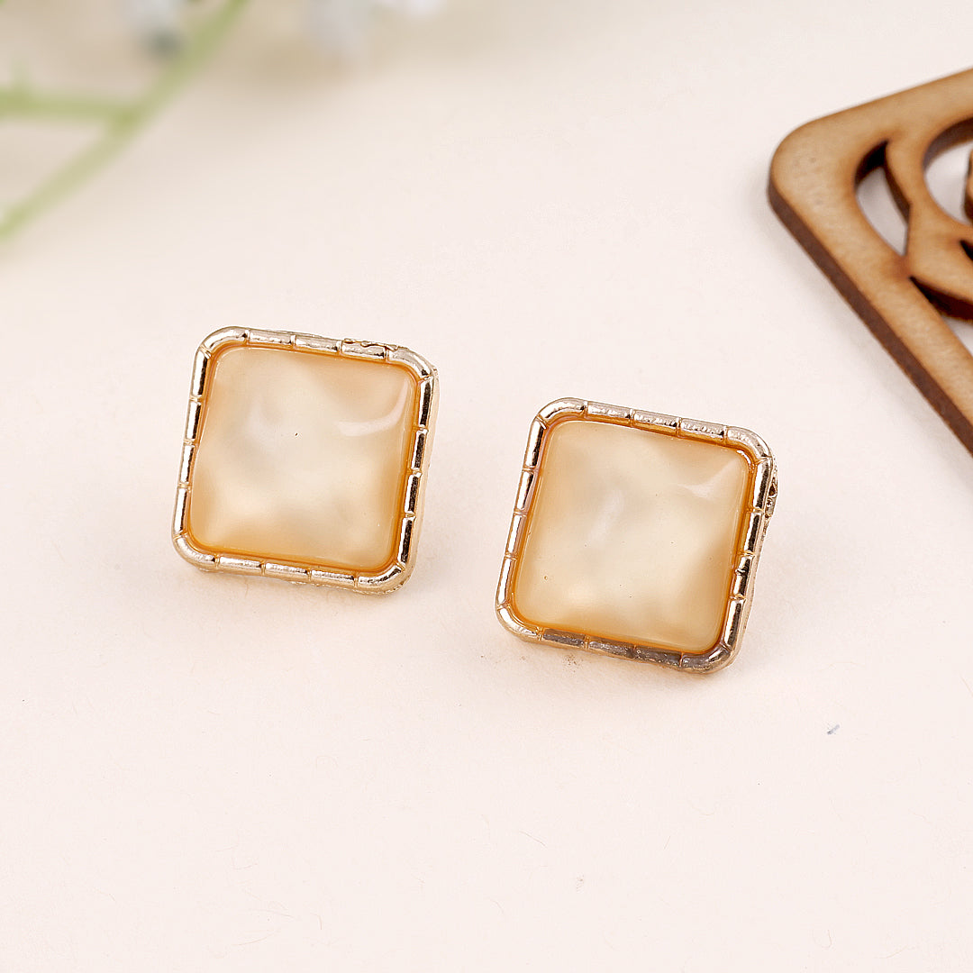 Gold Plated Yellow Square Earrings