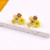 Yellow Crystal Flower Earrings