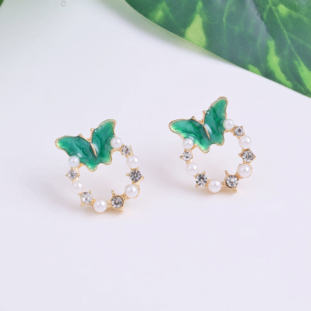 Mini Green Butterfly stud Earrings