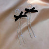Black Bowknot Crystal Drop Earrings