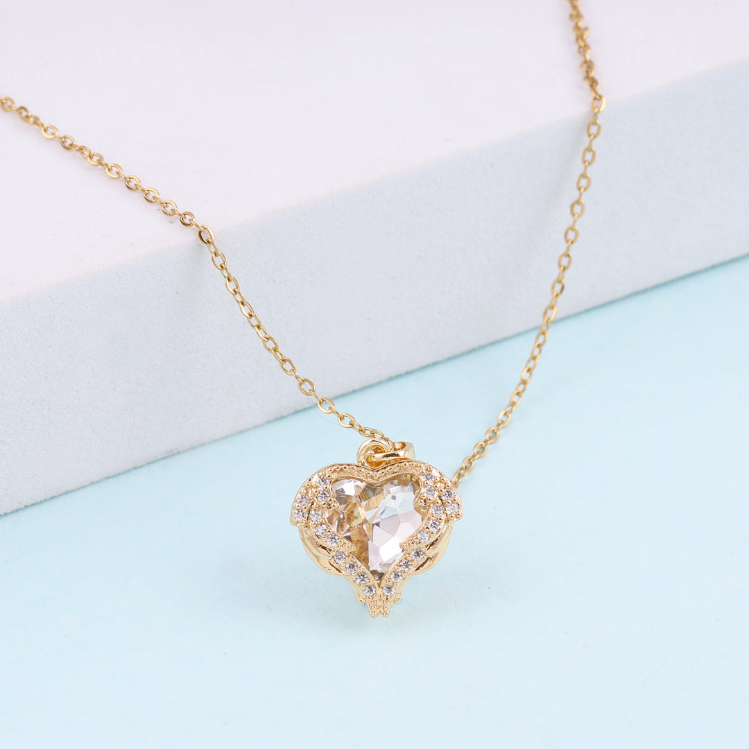 Rose Gold Zircon Heart Necklace