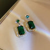 Green Stone Decor Drop Earring