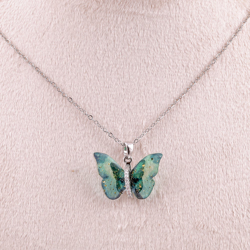 Shiny Green Butterfly Necklace