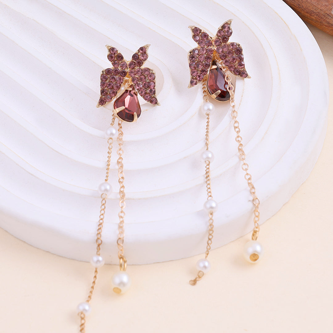 Stylish Butterfly Pearl Earrings