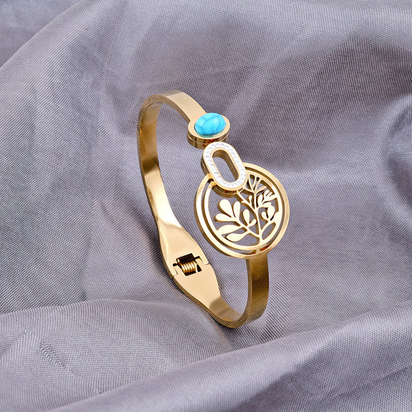 Golden Blue Stone Charm Bracelet