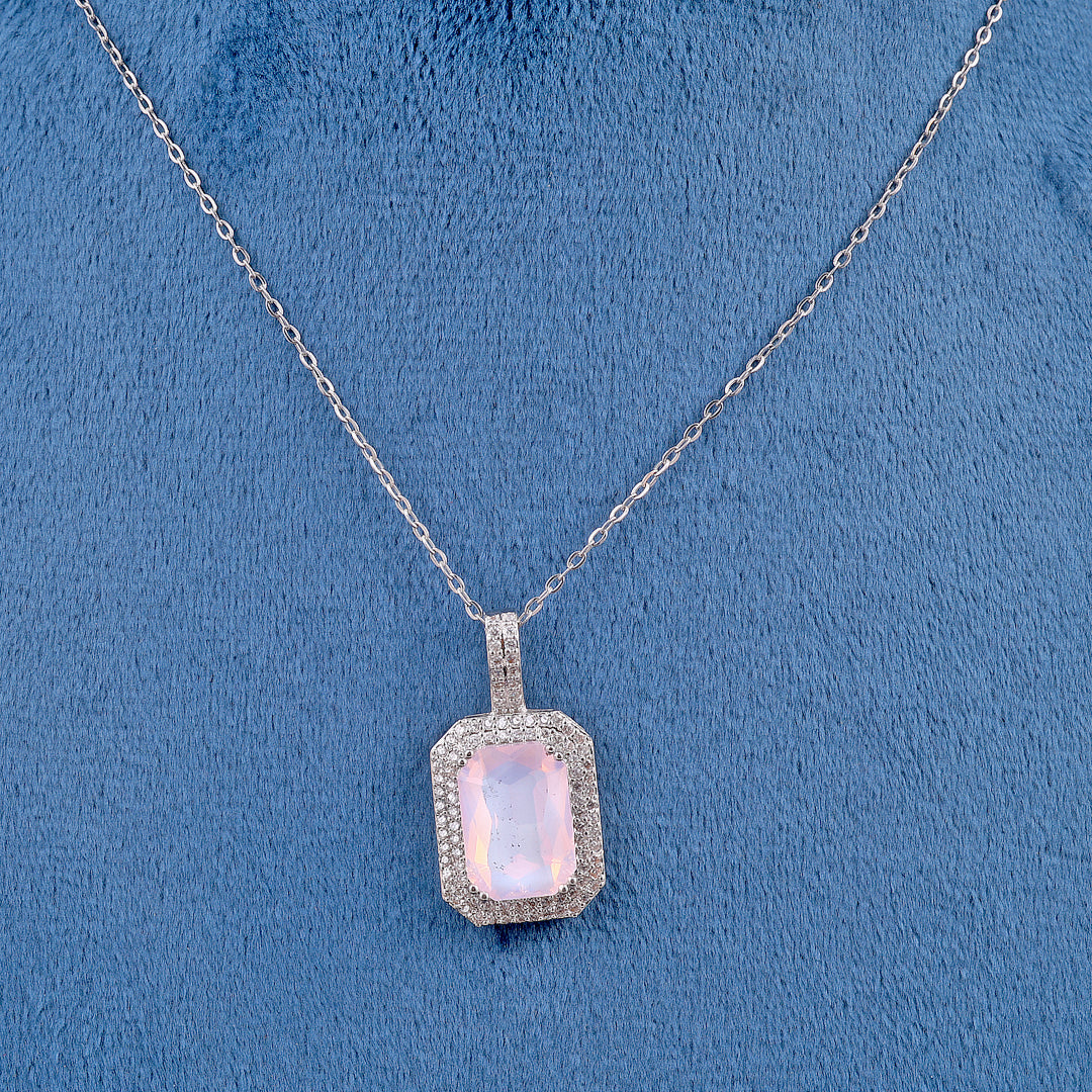 Light Pink Crystal Square Necklace