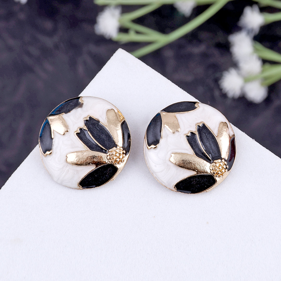 Enamel Drip Oil Black Stud Earrings