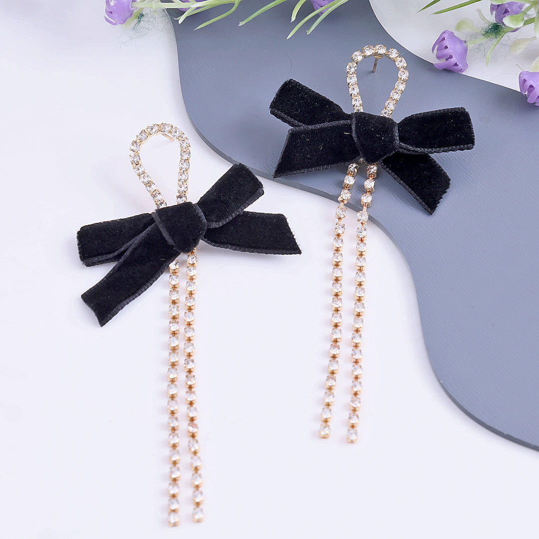 Black Ribbon Tassel Earrings