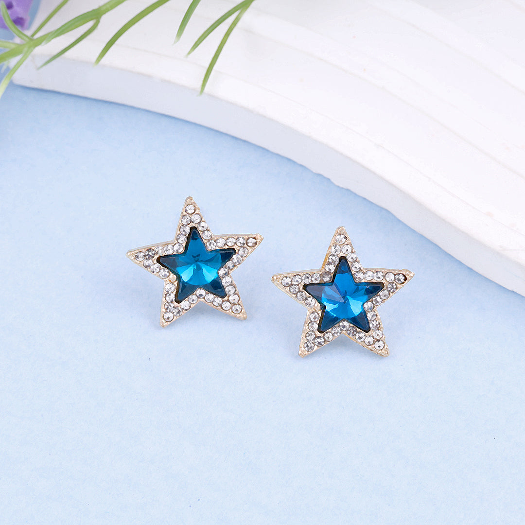 Blue Star Crystal Stud Earrings