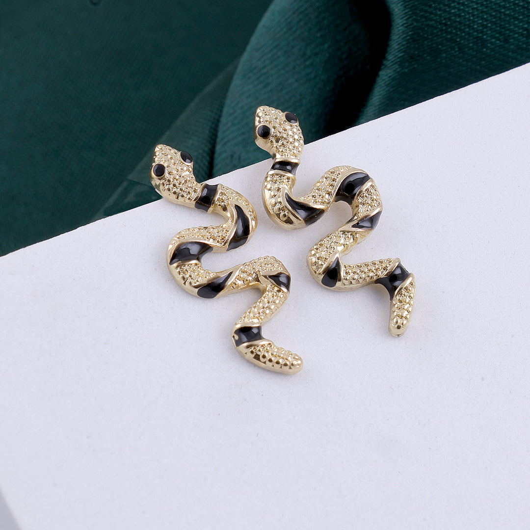 Vintage Gold Color Snake Stud Earrings