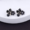 Noble Black Crystal Flower Stud Earrings