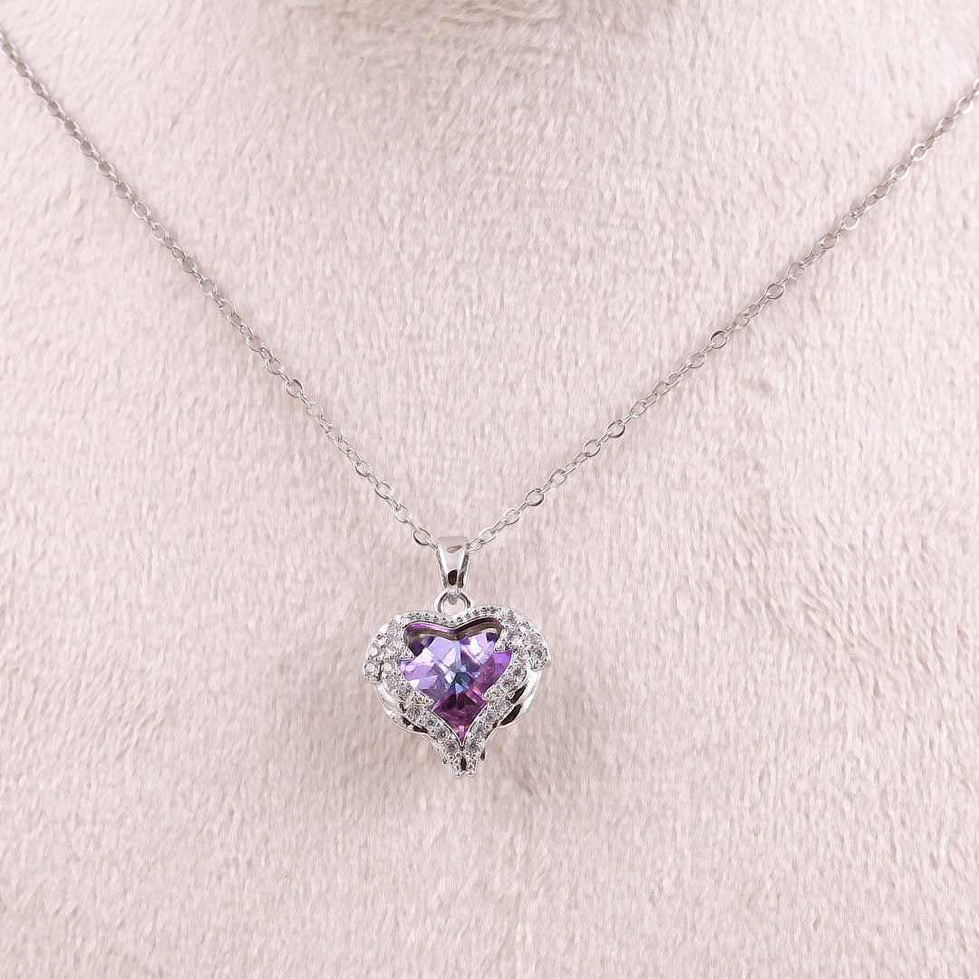 Purple Zircon Heart Necklace