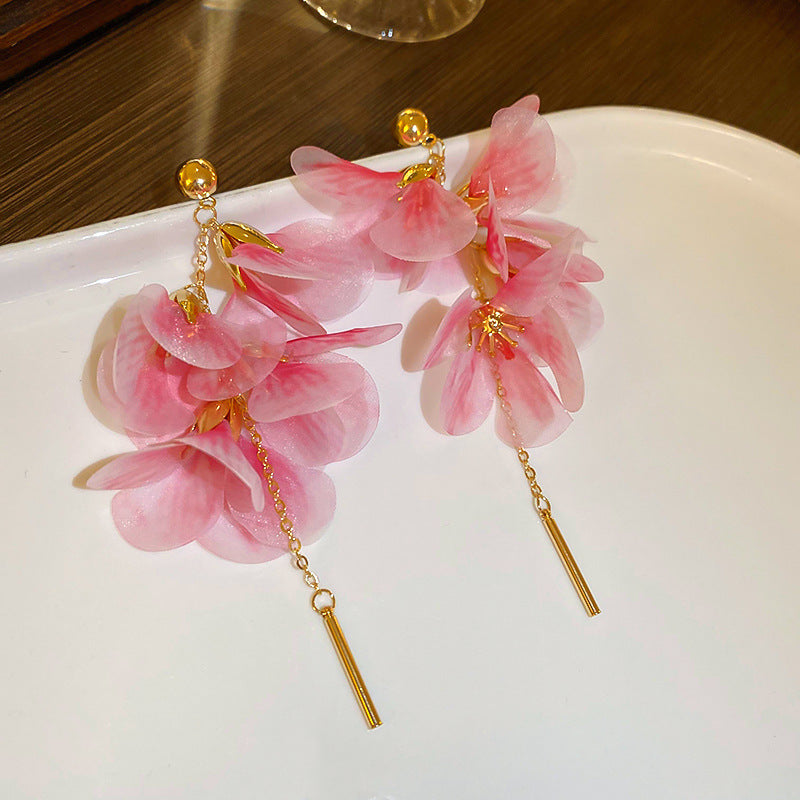 Pink Petal Drop Earring