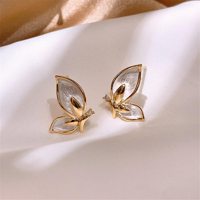 Golden Butterfly Sterling Crystal  Earrings