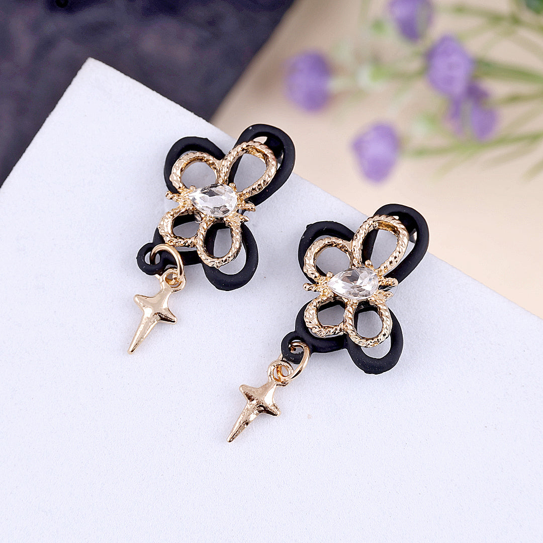 Black Butterfly Crystal Drop Earrings