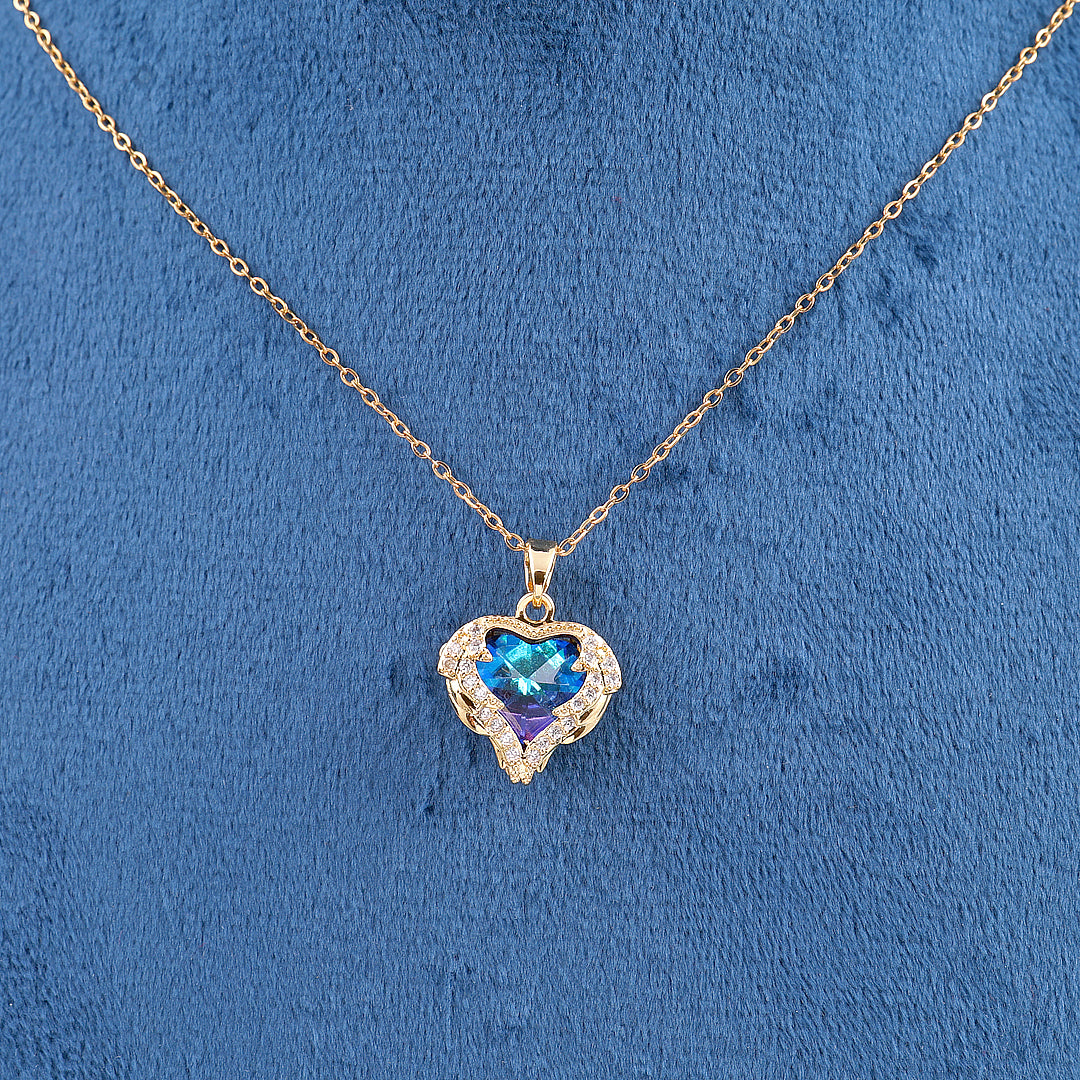 Blue Zircon Heart Necklace