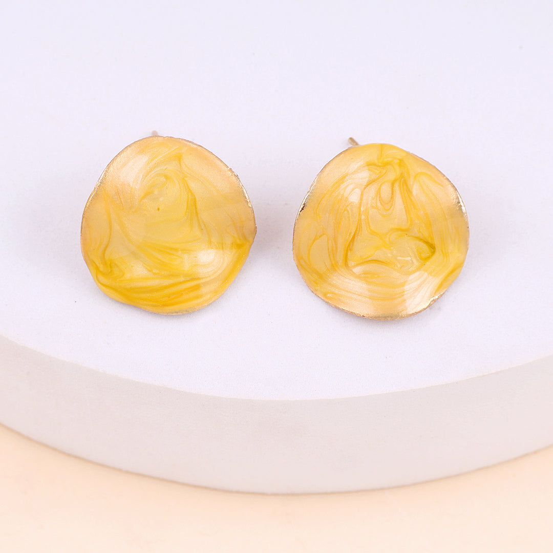 Yellow Round Drop Earrings