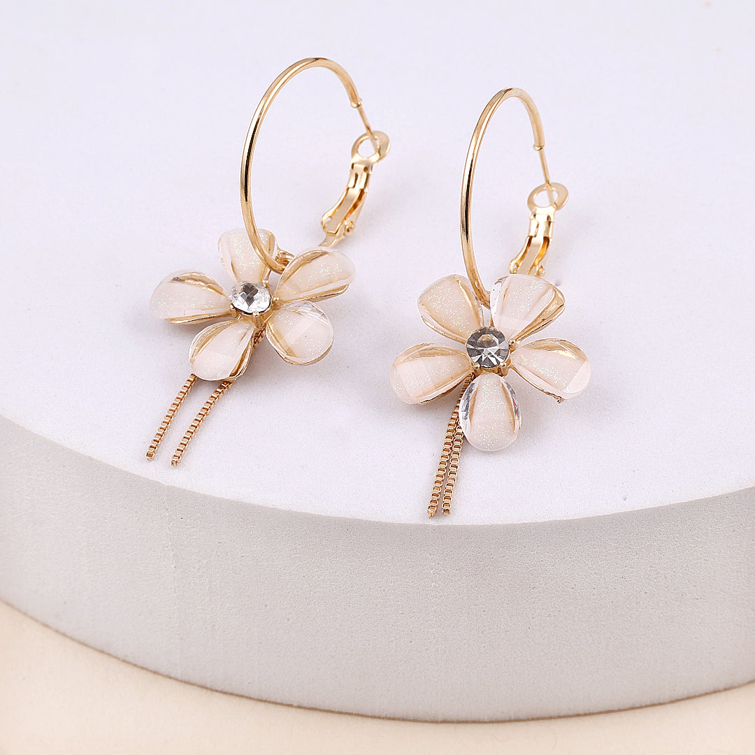 Gold plated Flower Hoop Earrings