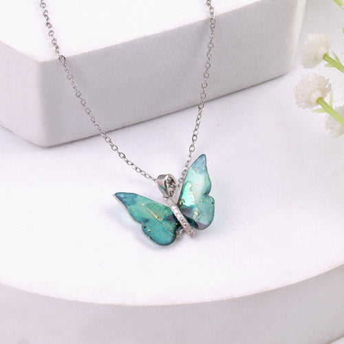 Shiny Green Butterfly Necklace