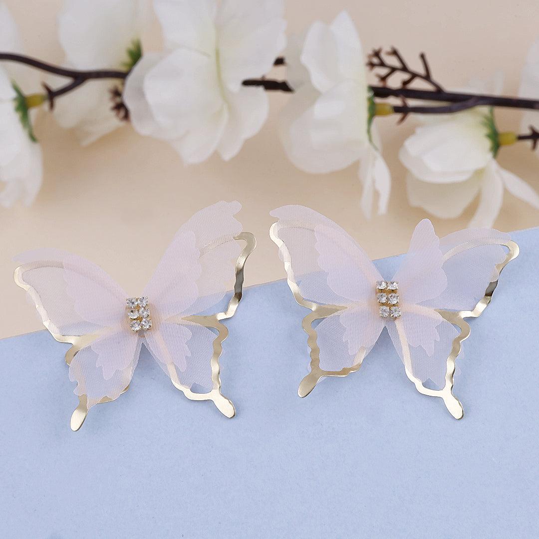 Gold Plated Pink Butterfly Earrings