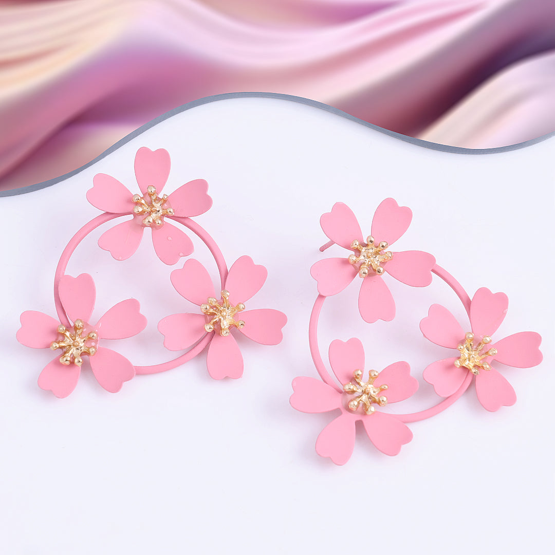 Sweet Pink Flower Earrings