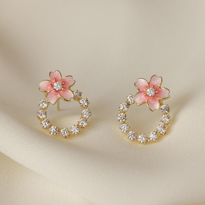 Cherry Pink Flower Earrings