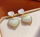 White Heart Crystal Earring