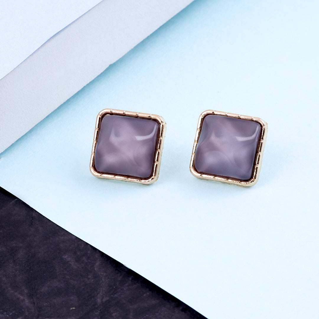 Gold Plated Black Square Earrings