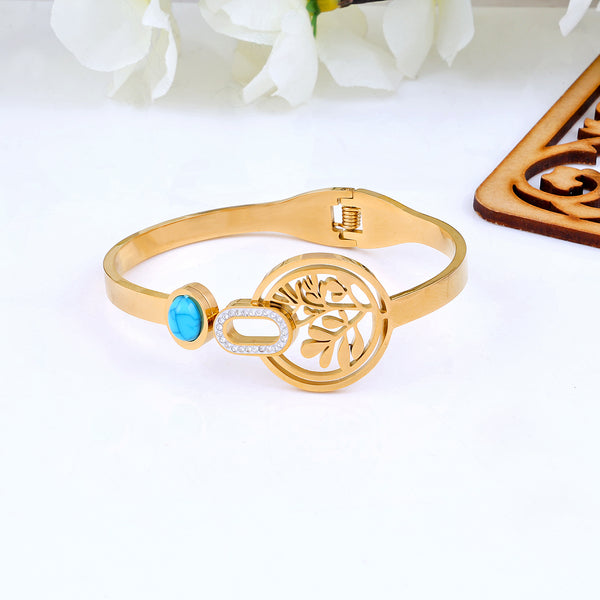 Golden Blue Stone Charm Bracelet