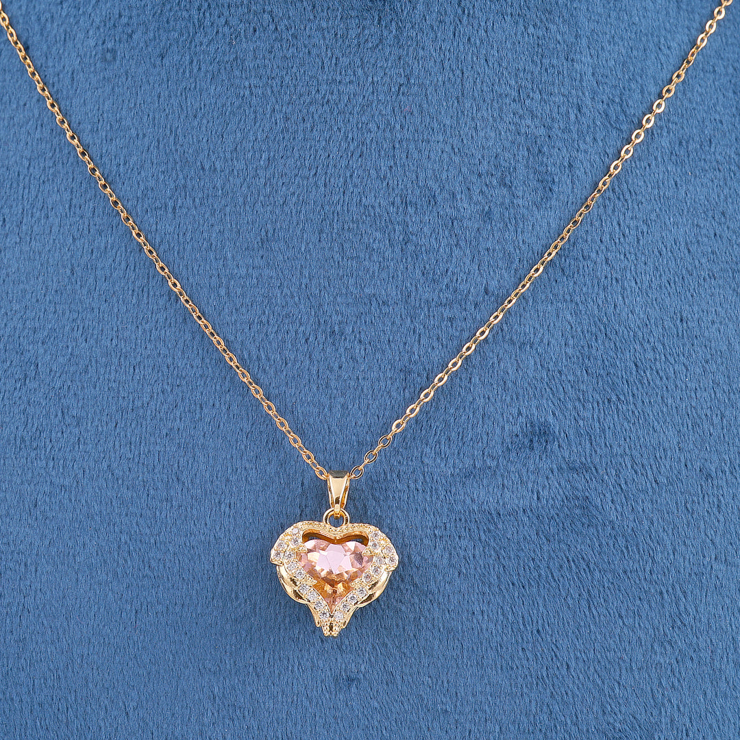 Rose Gold Zircon Heart Necklace