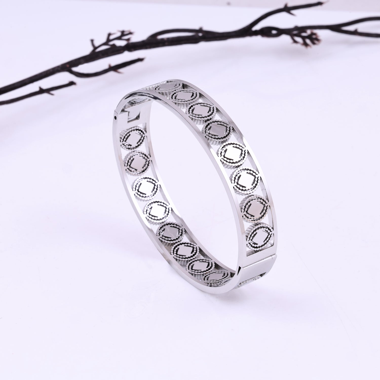 Trendy Sterling Silver Cutting Bracelet