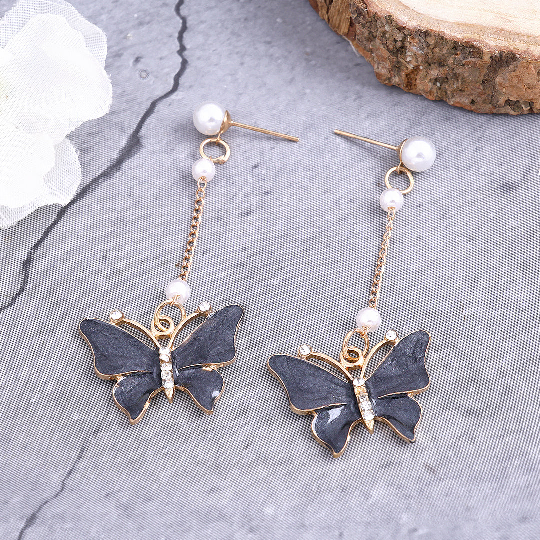 Black Butterfly Drop Earring