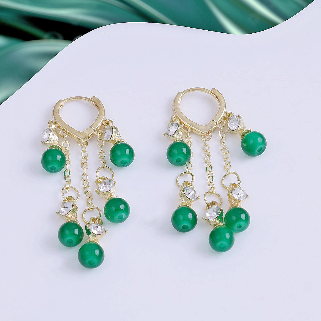 Green Pearl Drop Earrings