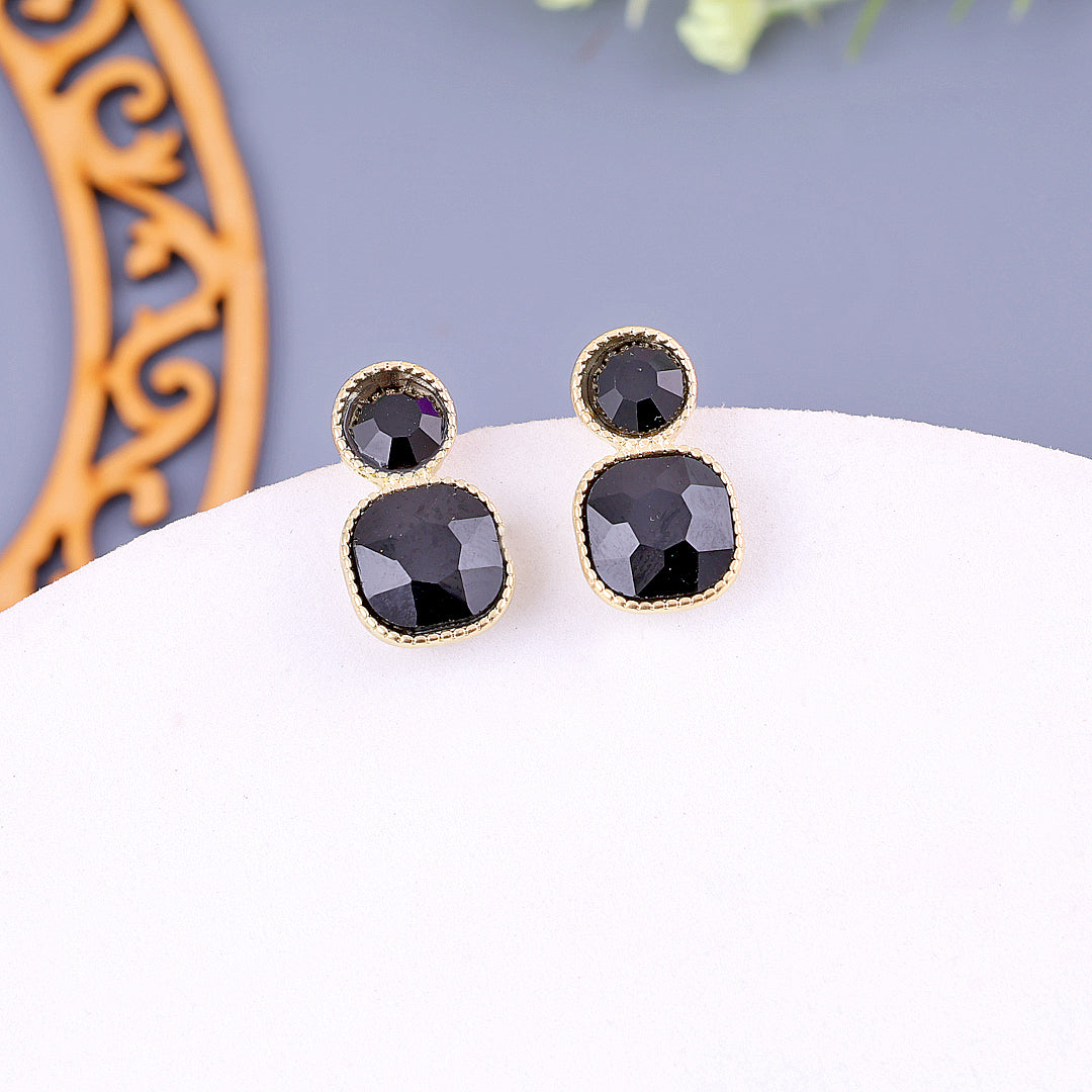 Black Square Drop Earrings