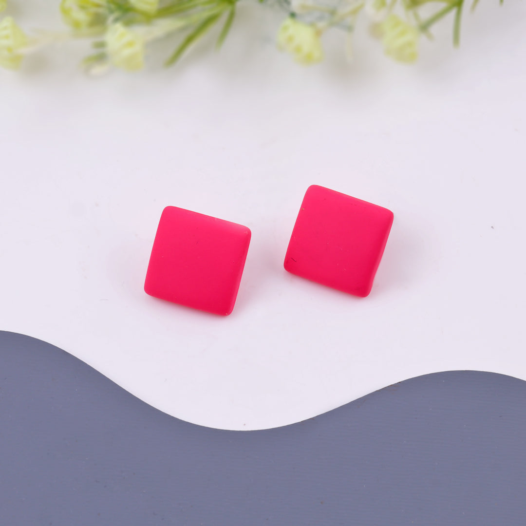 Pink Cube Stud Earrings