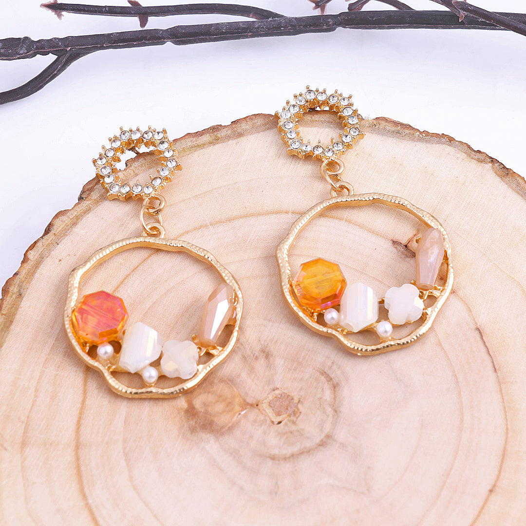 Orange Stone Drop Earrings