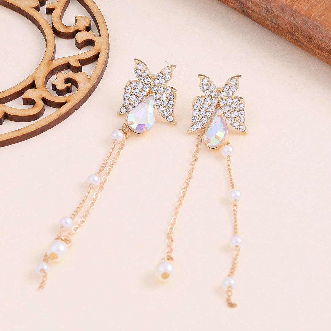 White Shiny Crystal Earrings