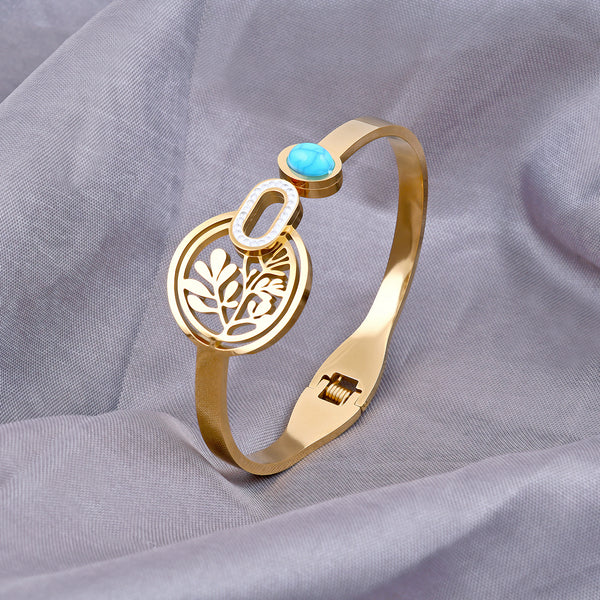 Golden Blue Stone Charm Bracelet