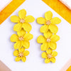 Tripal Yellow Flower Tassel Earrings