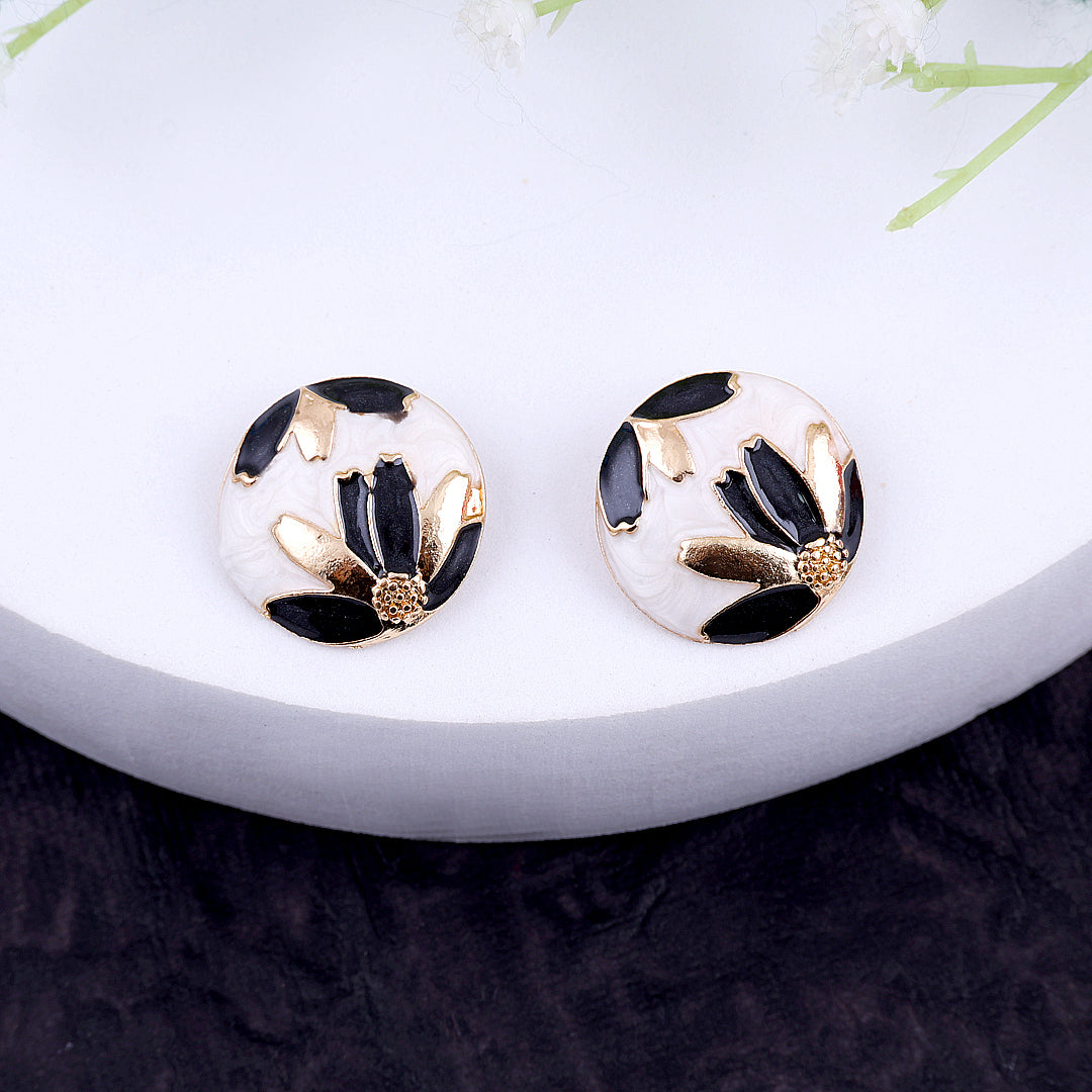 Enamel Drip Oil Black Stud Earrings