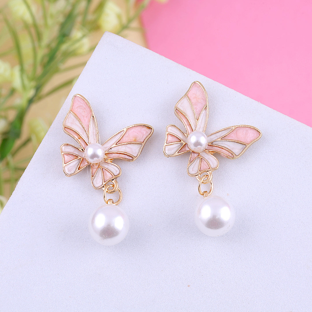 Butterfly Pearl Drop Earrings